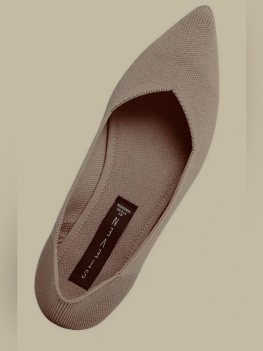 Steven by Steve Madden Rosy Pointed Toe Stretch Knit Flats - Taupe Size 7.5